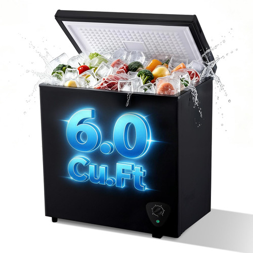 6.0 CU.FT Deep Chest Freeezr Black with 3 Baskets