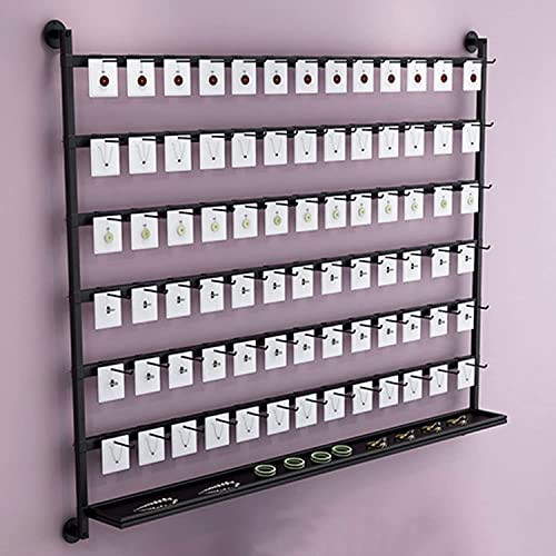 Wall Mounted Keyring & Jewelry Organizer Shelf - Metal Display Rack with Hooks for Necklaces, Socks & Accessories Storage - Stylish Retail Hanging Holder for Home Decor