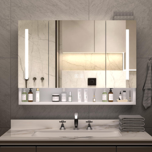 Storage Toilet Small Wall Bathroom Cabinets LED 35x28