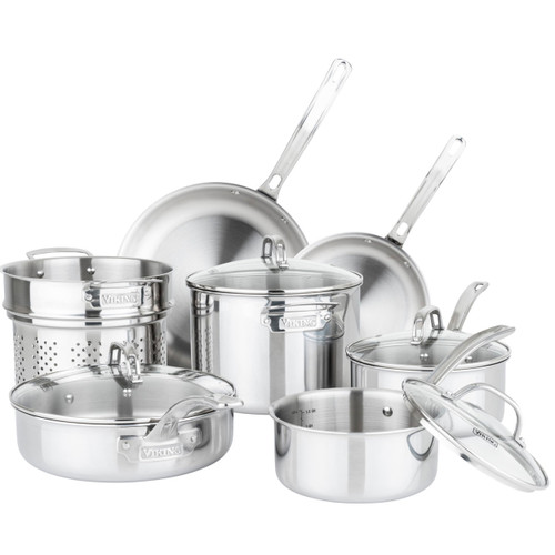 3-Ply Stainless Steel 11-Piece Cookware Set with Vented Glass Lids