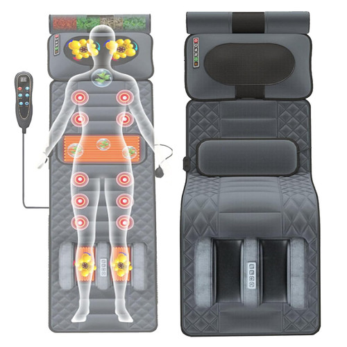 Heated Vibrating Massage Mattress Pad - Full Body Mat for Back, Lumbar & Leg Pain Relief