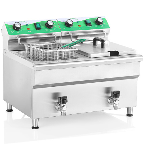 24L/25.4QT Commercial Deep Fryer with 2 Baskets and Lids