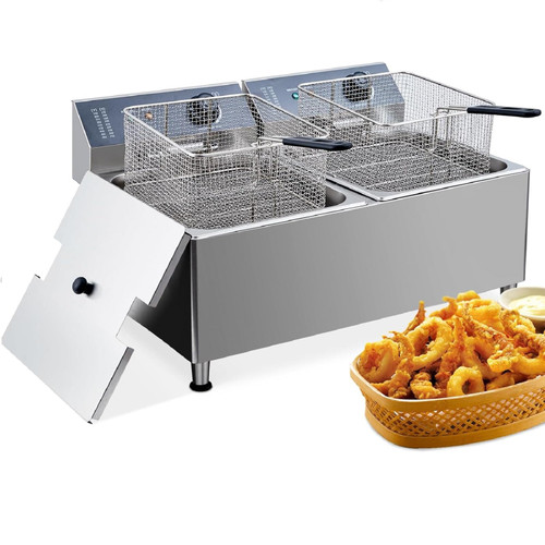 3400W Commercial Electric Deep Fryer - 22L/23.2QT 304 Stainless Steel