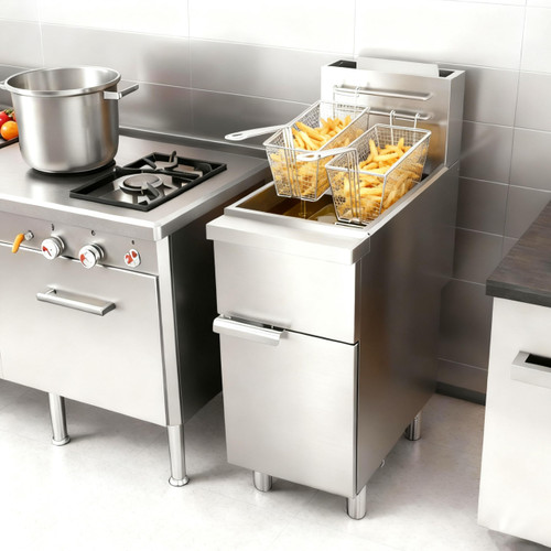 Propane Deep Fryer, 90,000 BTU 3-Burner Floor Fryer