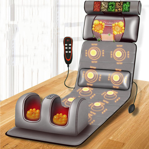 Full Body Shiatsu Massage Mat with Heat, 10 Vibrating Nodes, Adjustable Pillows & Heating
