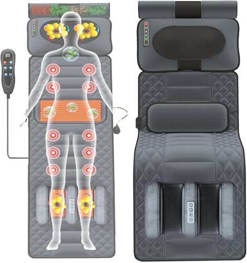Vibration Massage Mat with Heat 20 Heads Full Body Vibrating Massage Mattress Pad, Electric Heated Chair Back Pad for Pain Relief