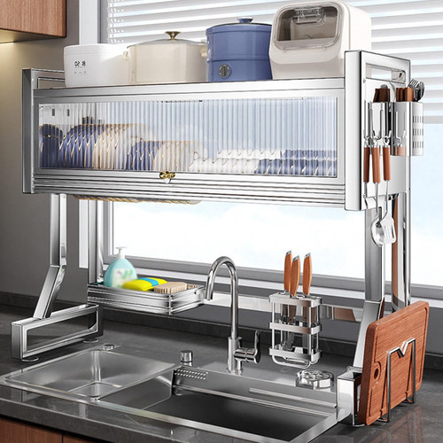 Over the Sink Dish Drying Rack with Cabinet