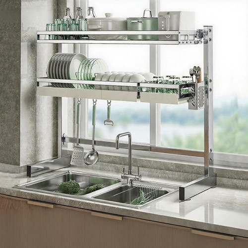 Stainless Steel Kitchen Sink Dish Drainer Single