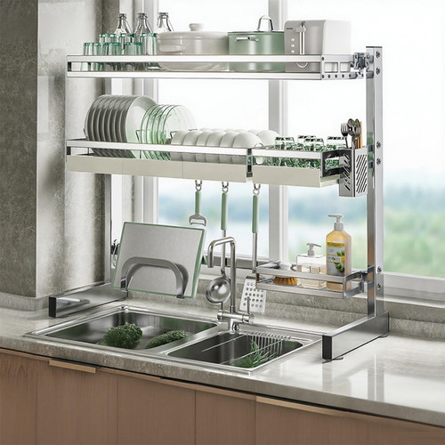Dish Drainer Single Double Layer Countertop Storage Rack 304