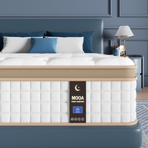 MOOA Queen Mattress, 12 Inch Cooling Hybrid Mattress in a Box, Medium Firm Gel Memory Foam & Pocket Springs