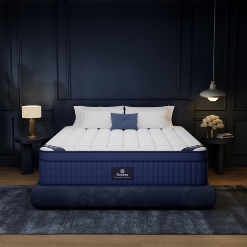 Queen Mattress, 14 inch Queen Size Hybrid Cooling Mattress in a Box, Medium SUAYEA Hybrid Medium Firm Mattress
