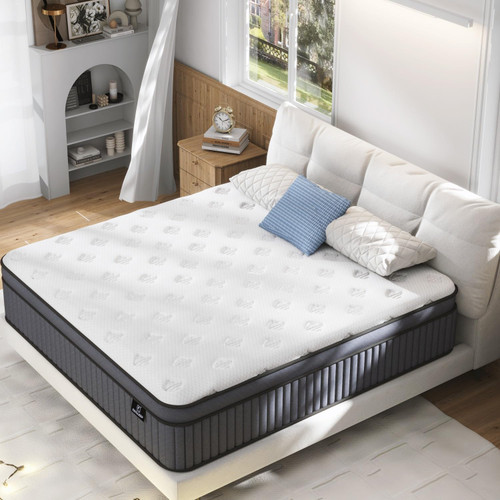 14 Inch Medium Plush King Size Mattress [Upgraded] King Hybrid Mattresses in A Box with Gel Memory Foam & Pocket Springs
