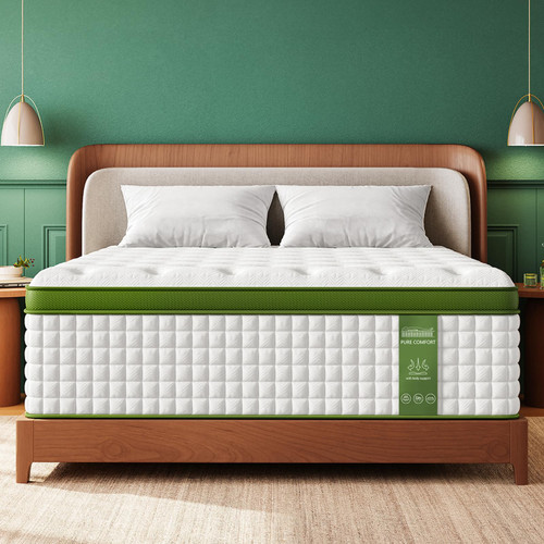 BedStory Firm King Size Mattress, 14 Inch Cooling Gel Hybrid Mattresses –Targeted Lumbar & Shoulder Support for Back Pain Relief
