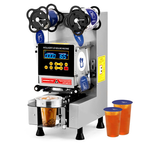Electric Cup Sealer 500-600 Cups/H, Bubble Tea Machine with LCD Intelligent Display