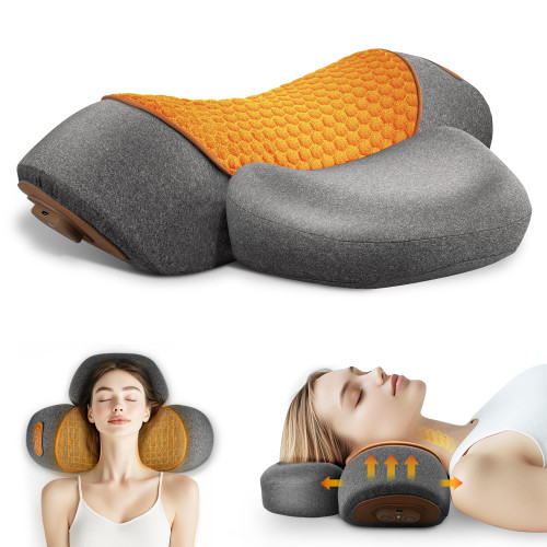 Svxhaoy 3-in-1 Neck Massage Pillow—with Heat, Massage, and Traction Stretching,Deep Tissue Massage Relieves Shoulder and Neck Muscle Pain and Stiffness,Suitable for Men and Women,Grey