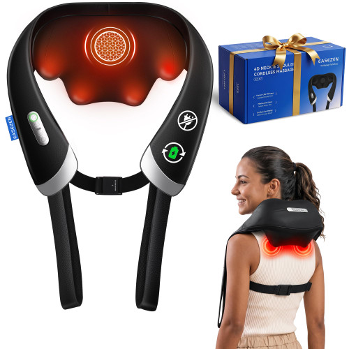 EaseZen Cordless Neck Massager with Heat for Pain Relief Deep Tissue