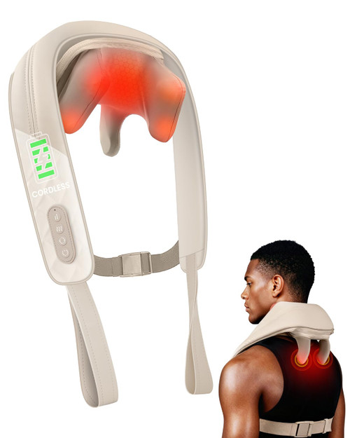 Snailax Cordless Neck & Shoulder Massager with Kneading, Heat, USB-C