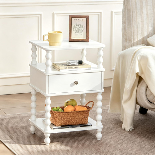 AWASEN White Nightstand, Bed Side Table Bedroom with Drawer, End Table