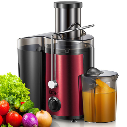 QCen Juicer Machine 500W Centrifugal Juicer with Extra Wide Feed Chute