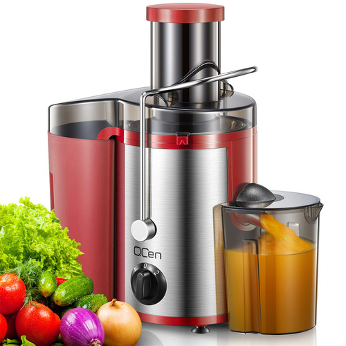 QCen Juicer Machine 500W Centrifugal Juicer with Extra Wide Feed Chute