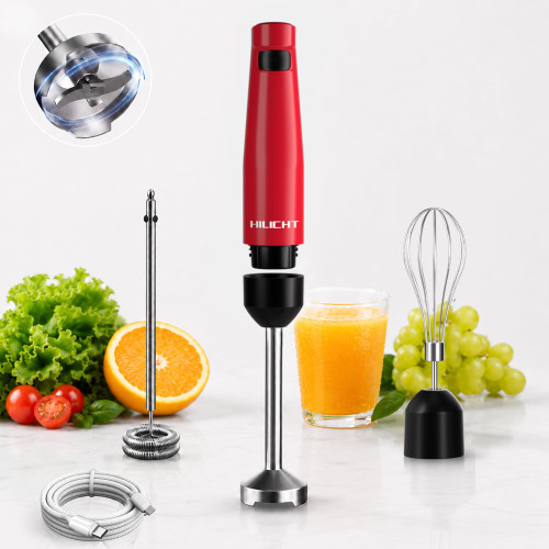 Cordless Hand Blender, 12V Rechargeable Immersion Blender with Brushless Motor, 60+ Bowls per Charge, 2-Blade, Auto Lock, Whisk & Frother for Soup, Smoothies, Baby Food