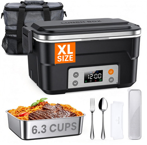 6.3-Cup Cordless Electric Heated Lunch Box for Men with Smart Self-Heating