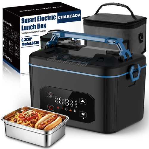 CHAREADA Electric Lunch Box, 24000mAh Battery Powered Heated Lunch Box