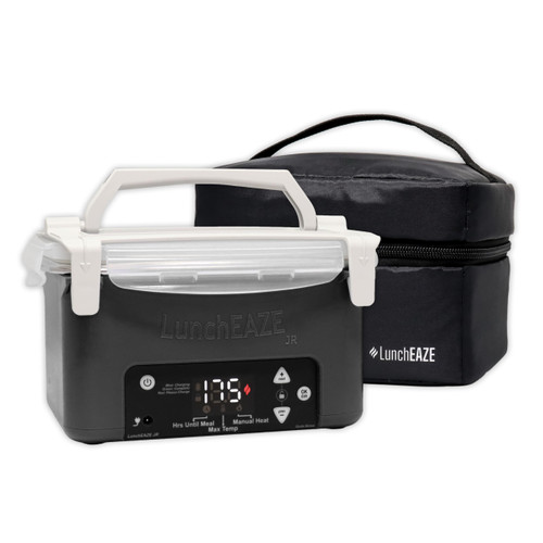 LunchEAZE JR Junior Kids School Cordless Heated Electric Lunch Box, Black