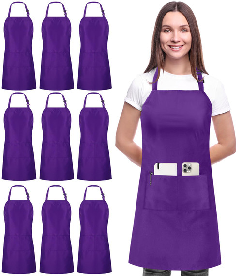 Utopia Kitchen Bib Aprons 10 Pack Adjustable With 2 Pockets