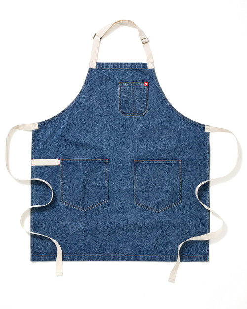 hedley & bennett Essential Chef Apron, Bib & Pockets, Georgia Blue