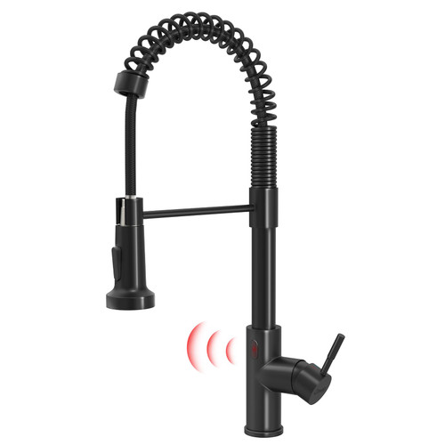 GIMILI Glossy Black Touchless Kitchen Faucets with Pull Down Sprayer Single Handle Spring Kitchen Faucet