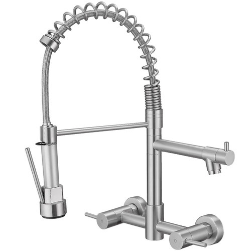 AIMADI Wall Mount Kitchen Faucet,Commercial Sink Faucet with Sprayer