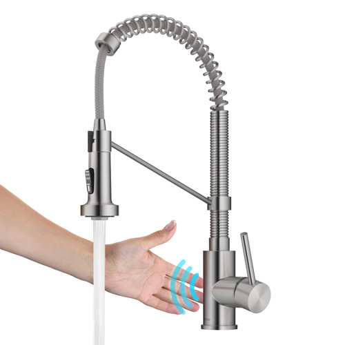 KRAUS Stainless Steel 18 in Touchless Pull Down Kitchen Faucet KSF-1610SFS
