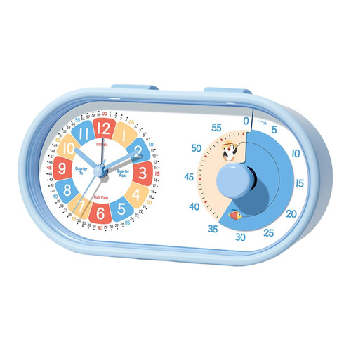 Kitchen Study Timer Clock Analog 2 in 1 Battery Powered, Blue