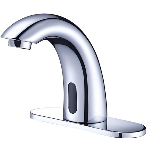 Yodel Faucet Chrome Touchless Bathroom Sink Faucet - Automatic Sensor Faucet - Dual Power Supply 110V AC or Battery Operated for Commercial