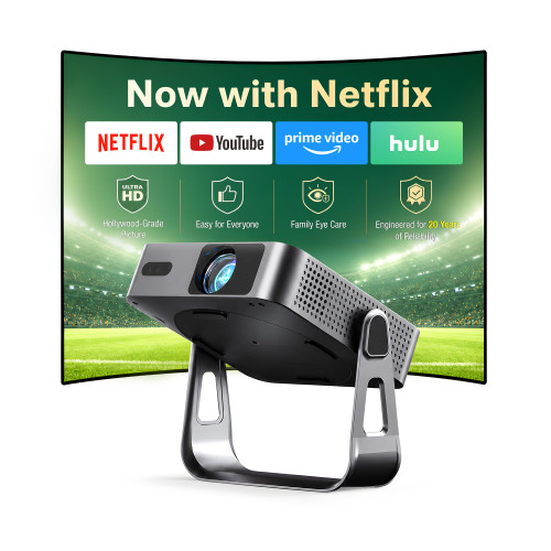 【Officially-Licensed APP & Native 1080P】Thinnest 1.81" Smart Mini Projector with WiFi and Bluetooth, Auto Focus & Keystone Portable Outdoor Projector, VOPLLS 250 ANSI 4K Home Movie Projector