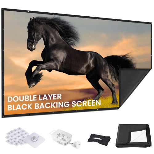 IOLIEO 120 Inch Projector Screen with Black Backing, Foldable 16:9