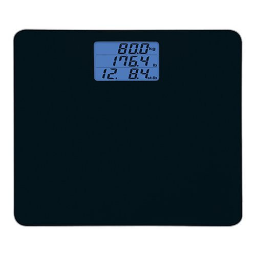 Tanita HD-384 Digital Weight Scale - 440 lbs Capacity Japan Technology Multi-Unit Display LBS, KG, Stone - Step On to Activate Bathroom Scale - with Blue Backlit LCD Display & Tempered Glass (Black)