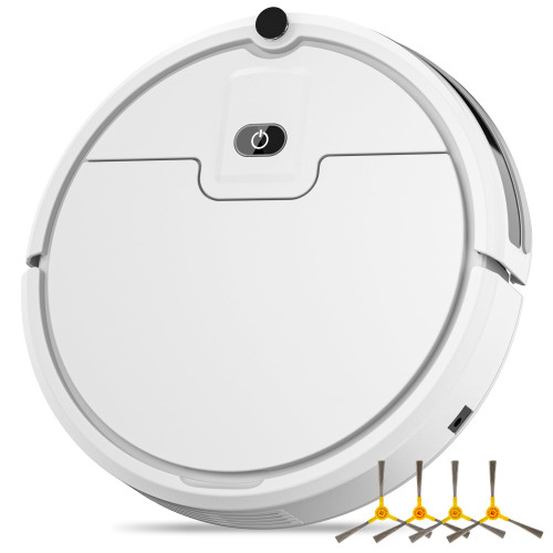 Robot Vacuum Cleaner, Upgraded Tangle-Free Suction Robotic Vacuum Cleaners for Pet Hair, 120 Mins Runtime, Self-Charging Robot Vacuums for Home Hard Floors (White)