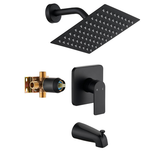 GOXIUHAN Tub Shower Faucet Set With Head & Spout Black