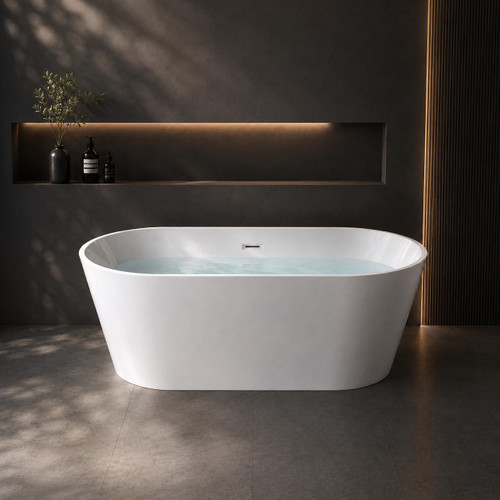 WOODBRIDGE 67" Acrylic Freestanding Soaking Bathtub, White, B6701-C