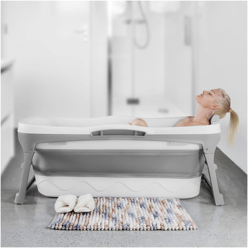 Portable Bathtub for Adults, 56" Foldable Collapsible Soaking Bath/Ice Bath