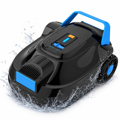 RoboPure Cordless Robotic Pool Cleaner, Automatic Pool Vacuum Robot for Above Ground & Inground Pools, 120 Min Runtime, Powerful Suction, Self-Parking Pool Cleaner for Flat Pool Floors