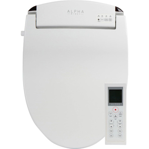 ALPHA BIDET JX2 Elongated Bidet Toilet Seat, White, Endless Warm Water, *NEW* Bowl Mist, LED Light, Quiet Operation, Wireless Remote, Stainless Steel Nozzle, Sittable Lid, 3 Year Warranty