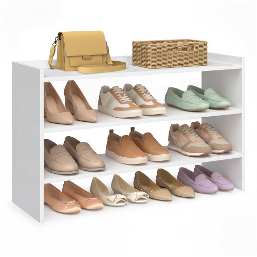 VASAGLE 3-Tier Shoe Rack for Closet, Stackable Shoe Organizer Shelf