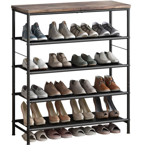 INGIORDAR 5 Tier Shoe Rack Storage Organizer Shelf Top with MDF Board