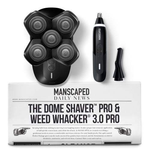 MANSCAPED® Dome Shaver™ PRO Head Shaver for Bald Men & Weed Whacker® 3.0 PRO Dual-Blade Nose, Ear & Eyebrow Hair Trimmer – SkinSafe® & FlexAdjust Technology, Travel Locks, Waterproof
