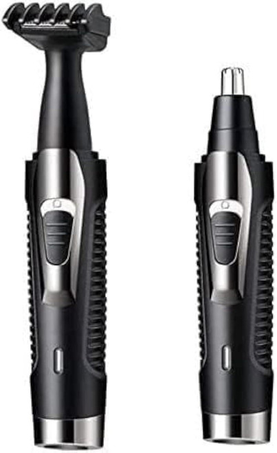 YREAJZVS Nose and Ear Hair Trimmer, 2-in-1 USB Rechargeable Clippers for Men and Women, Waterproof Stainless Steel Heads, Easy to Clean and Carry, Black