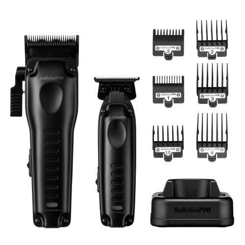 BaBylissPRO Hair Trimmer & Hair Clipper Prepack, Compact LO-PROFX, Black