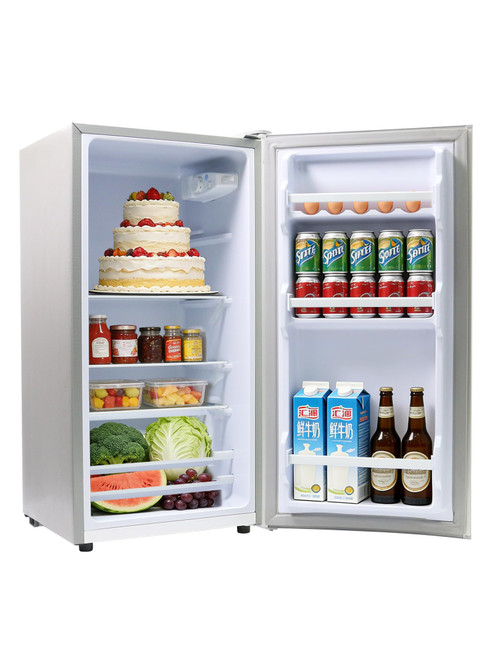 E-Yards 2.7 Cu.Ft Mini Fridge with Freezer, Single Door Small Refrigerator, Adjustable Thermostat, Energy Saving, Low Noise, Compact Fridge for Office, Dorm, Bedroom, Silver